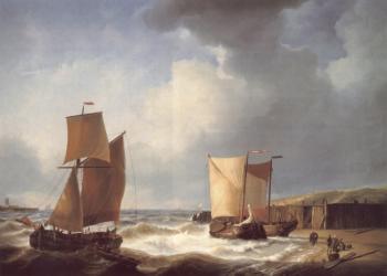 亞伯拉罕 衚尅 二世 Fisherfolk and Ships by the Coast